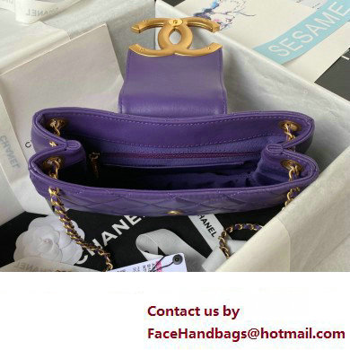 Chanel Lambskin  &  Gold-Tone Metal large Messenger Bag AS4610 purple 2024